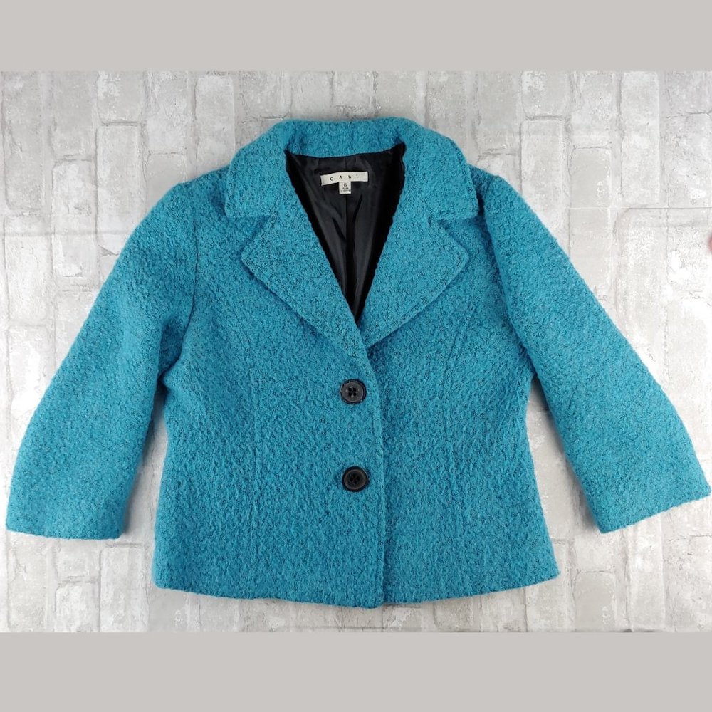 Cabi Wool Blend Blazer Teal Blue, Women's Jacket Size 6
